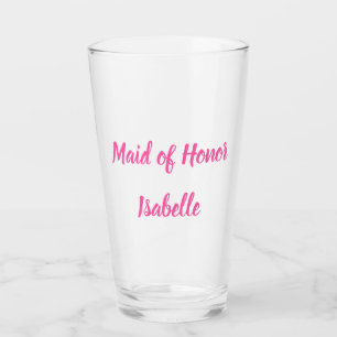 Maid of Honour pink Custom Name Gifts Wedding Glass