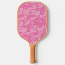 Maid Of Honour Pink Lace Print Pickleball Paddle