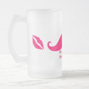 Maid of Honour Pink Moustache Frosted Glass Mug