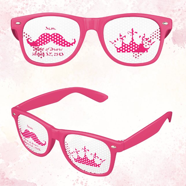 Maid of Honour Pink Moustache Party Retro Sunglasses (Maid of Honor Pink Mustache Party Retro Sunglasses)