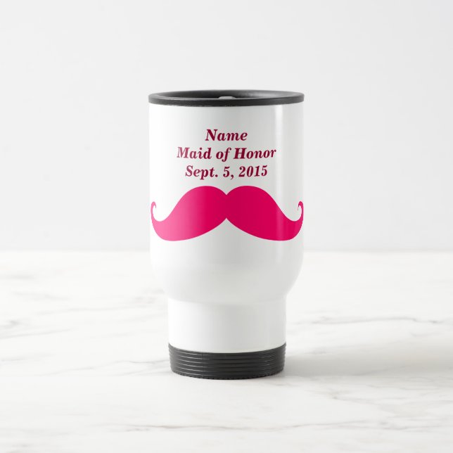 Maid of Honour Pink Moustache Travel/Commuter Mug (Center)