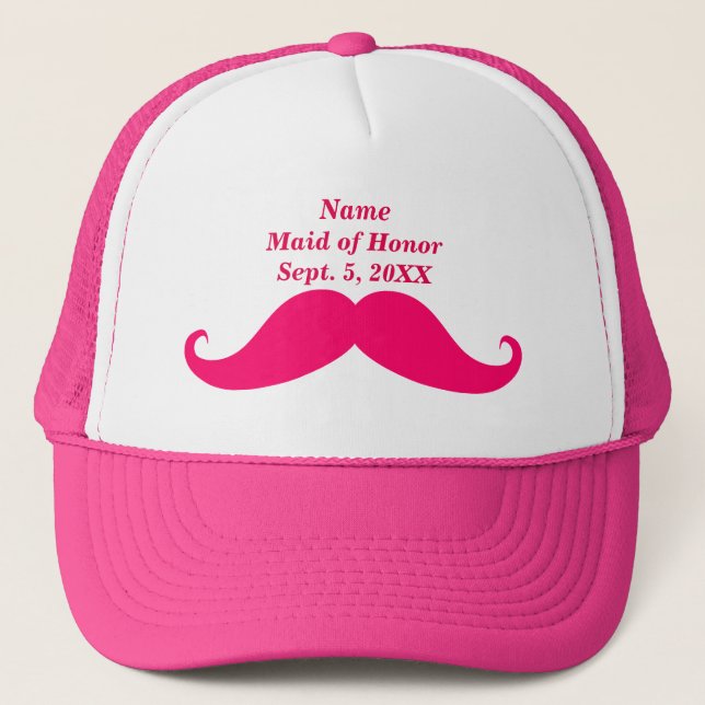 Maid of Honour Pink Moustache Trucker Hat (Front)