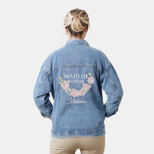Maid of Honour Pink Roses Denim Jacket