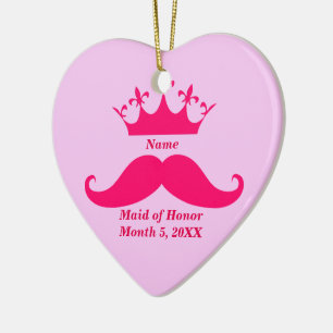 Maid of Honour Pink Tiara and Moustache Ornament