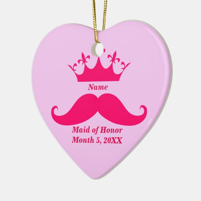 Maid of Honour Pink Tiara and Moustache Ornament (Left)