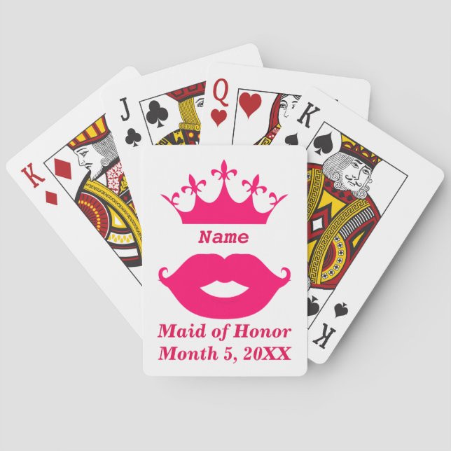 Maid of Honour Pink Tiara & Moustache Playing Card (Back)