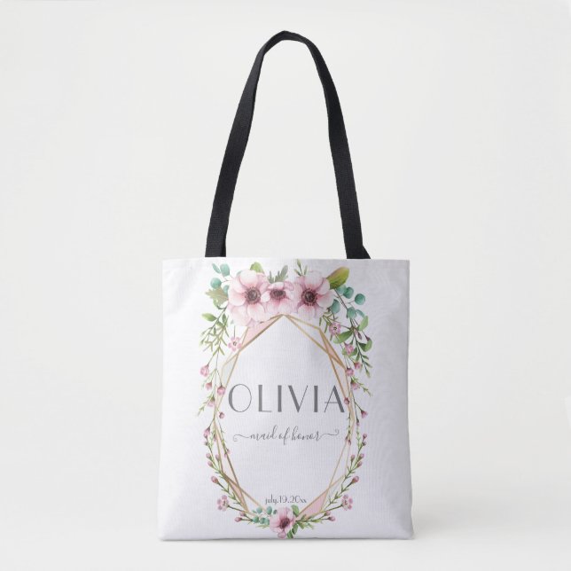 Maid of Honour  Pretty Pink Anemone Flowers Tote Bag (Front)