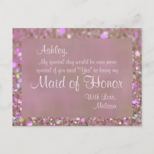 Maid of Honour - Pretty Pink Invitation Postcard