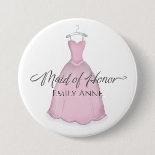 Maid of Honour Pretty Wedding Vintage Dress Cute 7.5 Cm Round Badge