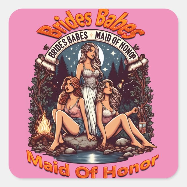 Maid of Honour Pride A Celebratory Bridal Party Square Sticker (Front)