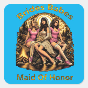 Maid of Honour Pride in a Bridal Party Themed  Square Sticker
