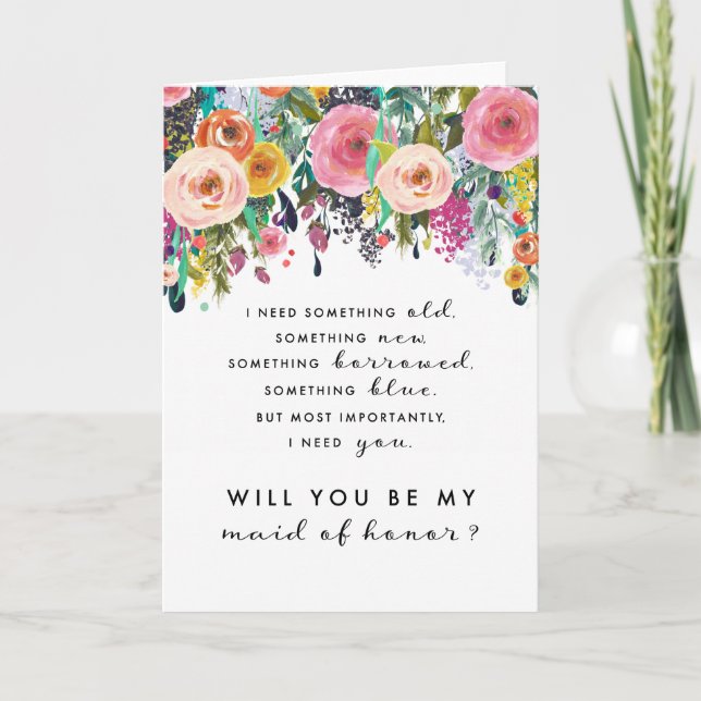 Maid of Honour Proposal Card, Ashley Collection Card (Front)