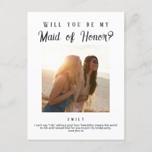 Maid of Honour proposal, Custom Newspaper Postcard