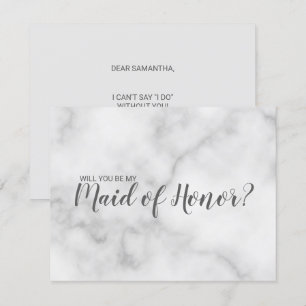 Maid of Honour Proposal Elegant Marble Script Invitation