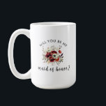 Maid of honour Proposal Floral Heartfelt Note Coffee Mug<br><div class="desc">Surprise your **best friend** or **sister** with a heartfelt and elegant **Maid of Honour** proposal using this charming floral coffee mug! Adorned with delicate vintage flowers and graceful script calligraphy, this mug is the perfect way to ask, **"Will You Be My Maid of Honour?"** in a meaningful and timeless style....</div>