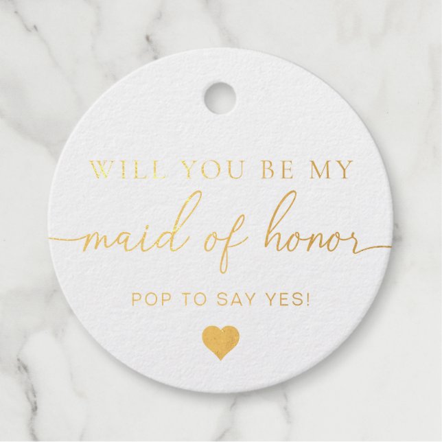 Maid Of Honour Proposal Foil Favour Tag (Front)