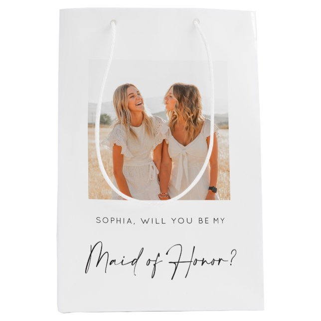 Maid of Honour Proposal Gift Bag with Photo (Front)