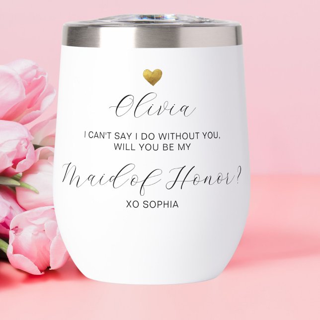Maid of Honour Proposal, Gold Heart, Personalised (Creator Uploaded)