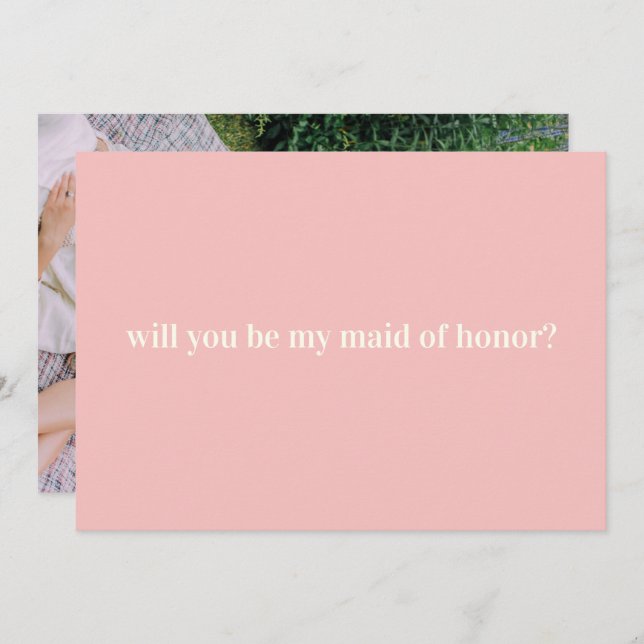 Maid of Honour Proposal in Blush with Photo on Bac Card (Front/Back)