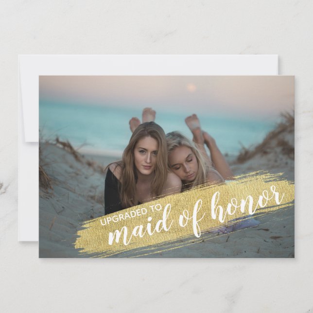 Maid of Honour Proposal Invitation Gold Brush (Front)