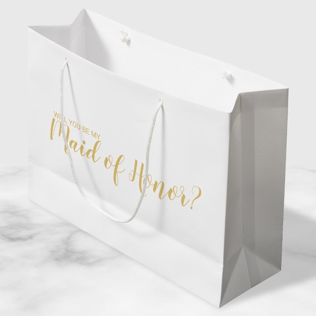 Maid of Honour Proposal Modern Script Gold Large Gift Bag (Creator Uploaded)