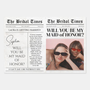 Maid of Honour Proposal Newspaper Flower Bouquet Wrapping Paper Sheet