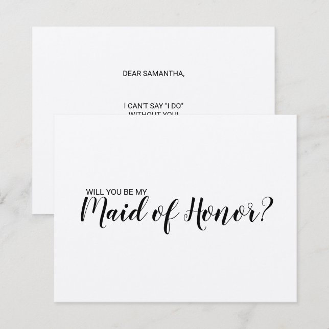 Maid of Honour Proposal Rustic Kraft Paper Invitation (Front/Back)