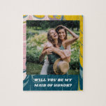 Maid of Honour Proposal with Photo Abstract Marble Jigsaw Puzzle<br><div class="desc">Personalised Abstract Marble Maid of Honour Proposal with Photo jigsaw puzzle</div>