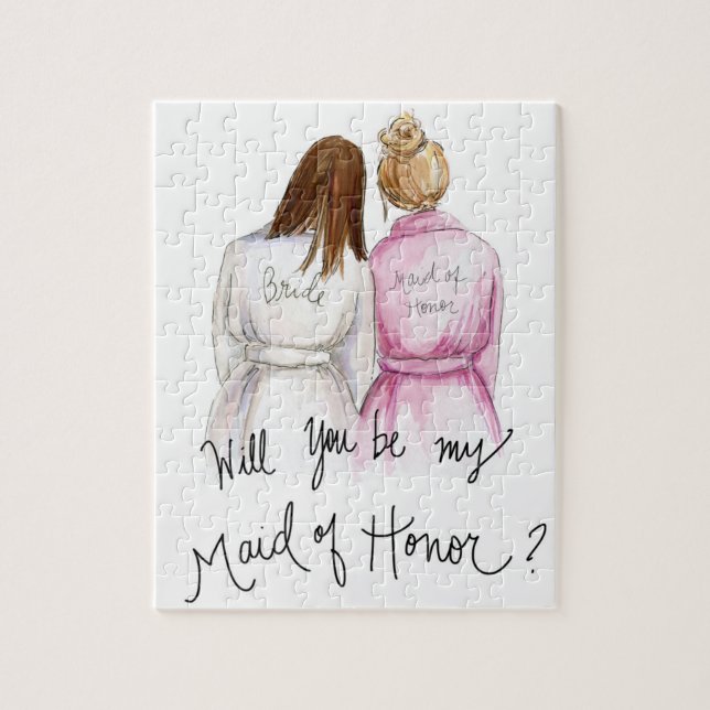Maid of Honour? Puzzle Br lomg Bride Dk Bl Bun MOH (Vertical)