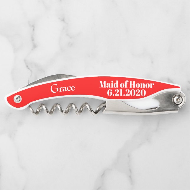 Maid of Honour Red Wedding Corkscrews (Back)