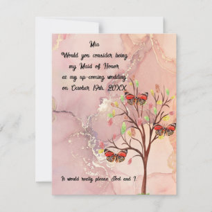 Maid of Honour Request Fall Wedding Event Card