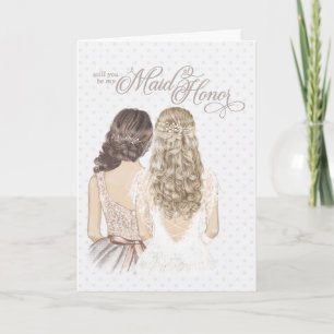 Maid of Honour Request Formal and Elegant Taupe Card