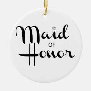 Maid of Honour Retro Script Ceramic Tree Decoration