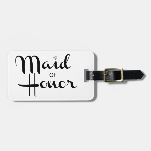 Maid of Honour Retro Script Luggage Tag (Front Horizontal)