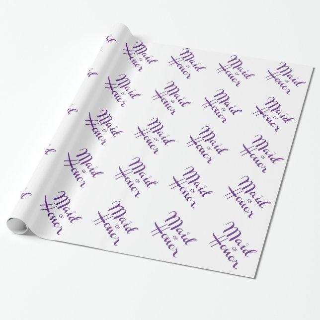Maid of Honour Retro Script Wrapping Paper (Unrolled)