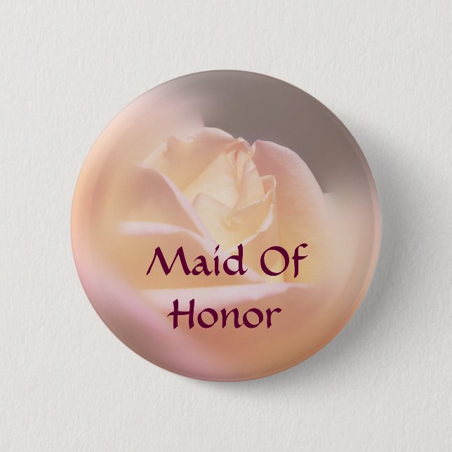 Maid Of Honour Rose Flower  6 Cm Round Badge (Front)