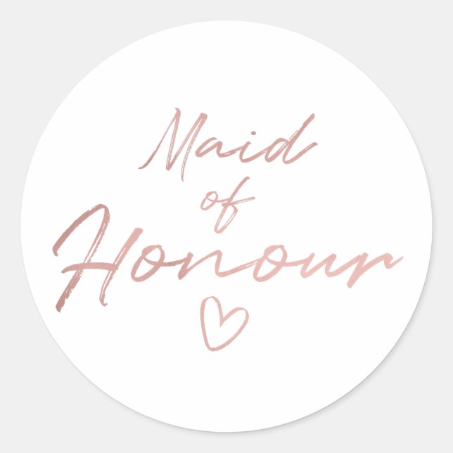 Maid of Honour - Rose Gold faux foil sticker (Front)