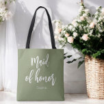 Maid of Honour Sage Green Wedding  Tote Bag<br><div class="desc">Maid of Honour Sage Green Tote Bag for Wedding,  Bridal Party,  Bridal Shower,  Bachelorette Party. Check out more products with this design in the collection below.</div>