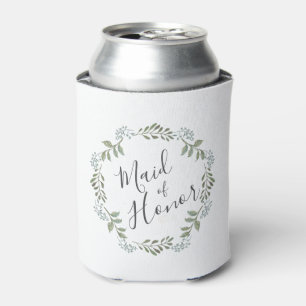 Maid of Honour Sage Greenery Wreath Wedding Can Cooler