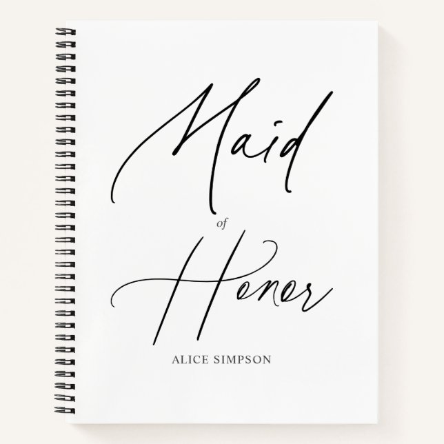 Maid Of Honour Script Handwriting Notebook (Front)
