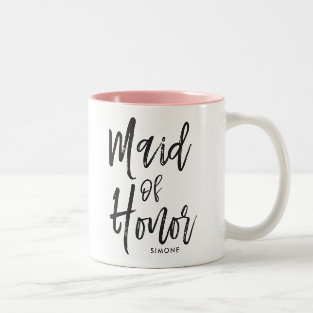Maid of Honour| Script Style Custom Wedding Two-Tone Coffee Mug (Right)