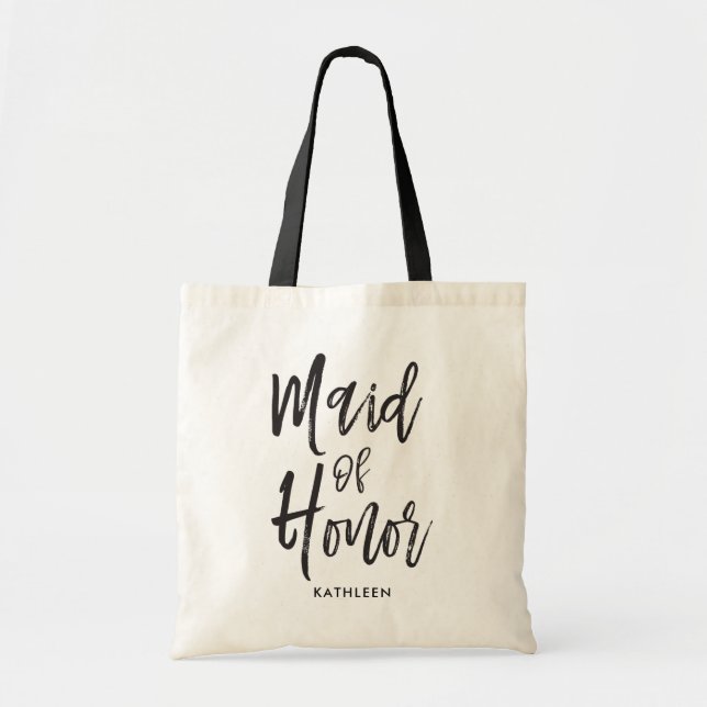 Maid of Honour | Script Style Customised Wedding Tote Bag (Front)