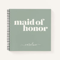 Maid of Honour Simple Minimalist Name Sage Green