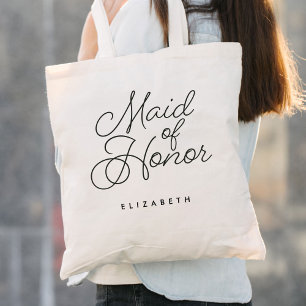 Maid of Honour Simple Modern Calligraphy Wedding Tote Bag