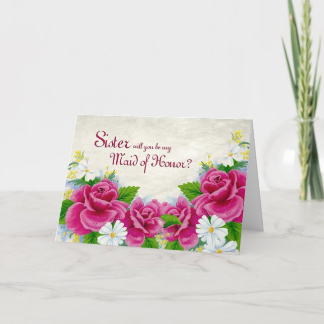 Maid of Honour Sister Request Invitation (Front)