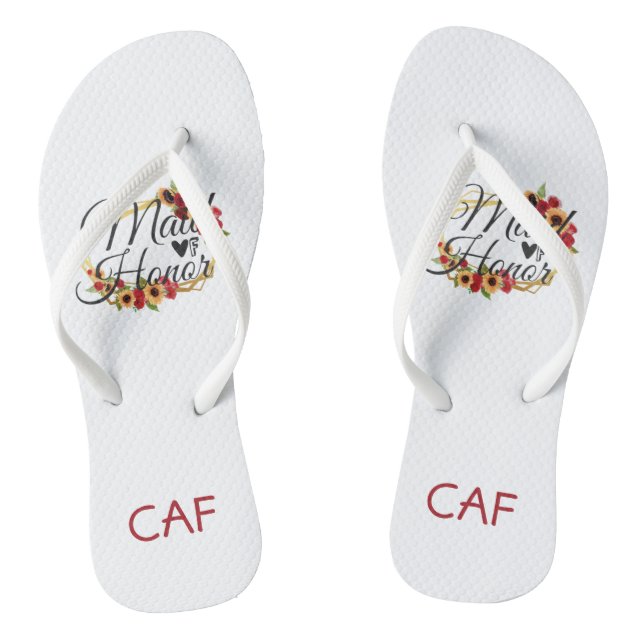 Maid of Honour Sunflowers Roses Floral Gift  Flip Flops (Footbed)