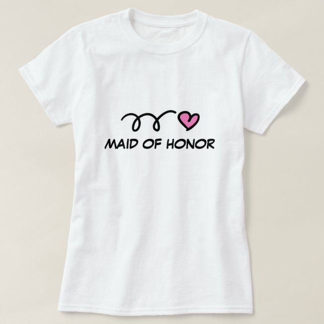 Maid of honour t shirt with pink heart (Design Front)