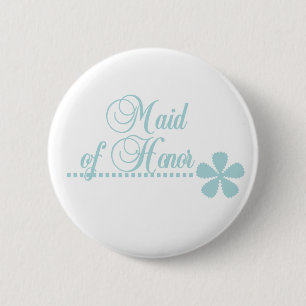 Maid of Honour Teal Elegance 6 Cm Round Badge