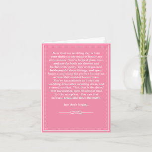 Maid of Honour Thank You Card - Funny