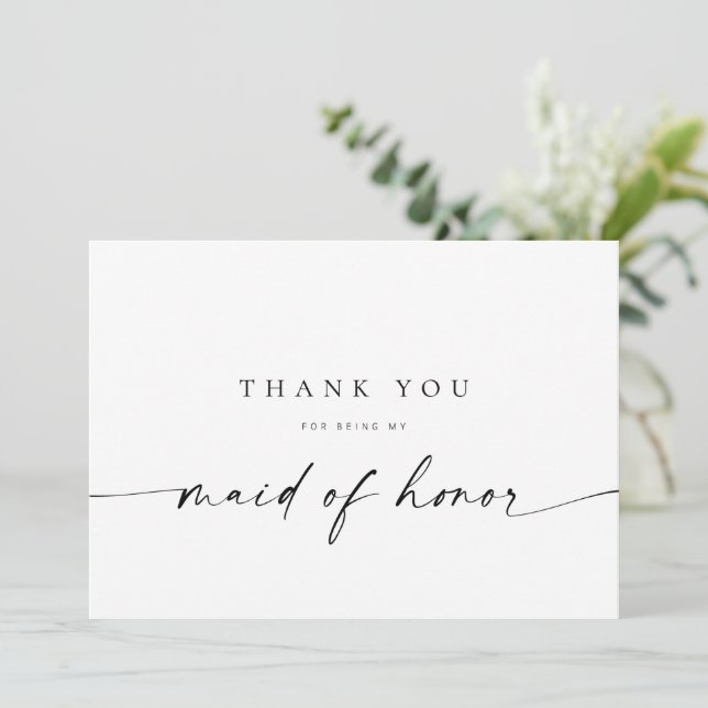 Maid of Honour Thank You Card | Modern Minimalist (Standing Front)